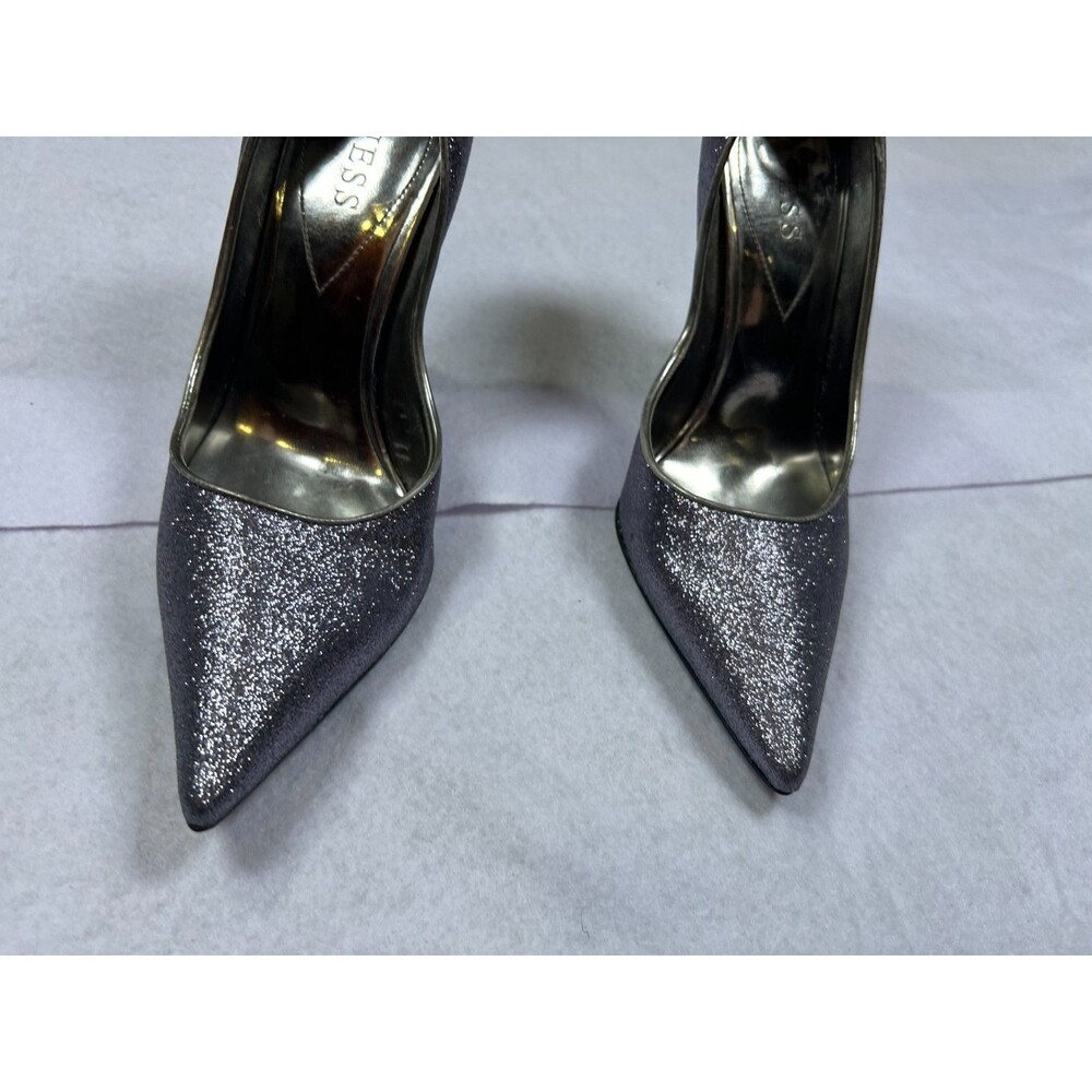 Guess Women’s Size 9M Glitter Pointed Toe Stiletto Pumps Silver Gray Heels - Picture 7 of 10